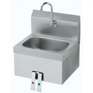 Krowne Metal 16" Wide Hand Sink w/ Knee Valve & Gooseneck Spout Faucet - HS-15