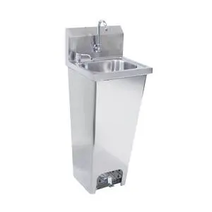 Krowne Metal 16" Wide Pedestal Hand Sink w/ Foot Pedal Faucet Wall Mount - HS-14