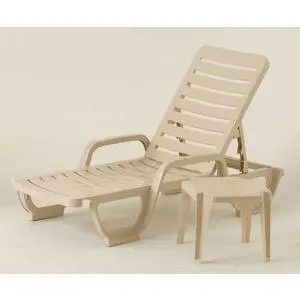 Grosfillex 6ea Bahia Outdoor Patio Chaise Lounge Sandstone