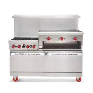 American Range 60" Commercial (6) Burner Gas Range w/ 24" Raised Griddle - AR6B-24RG-CL-126R