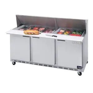 Beverage Air 72" Refrigerated 30 Pan Mega Top Sandwich Prep Unit - SPE72HC-30M