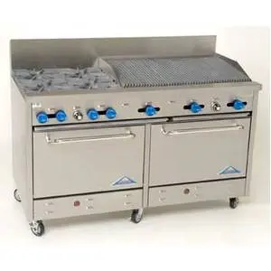 Comstock Castle 60" Commercial 4 Burner Gas Range w/ 36" Broiler & 2 Ovens - F3226-3RB