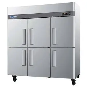 65.6cf Stainless Reach In Freezer 6 Solid Split Doors