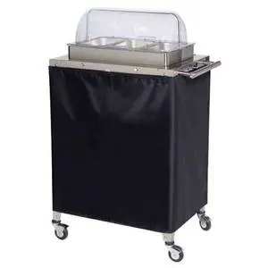 Cadco Triple Buffet Warming Cart W/ 3 Third Size S/s Steam Pans - CBC-3RT