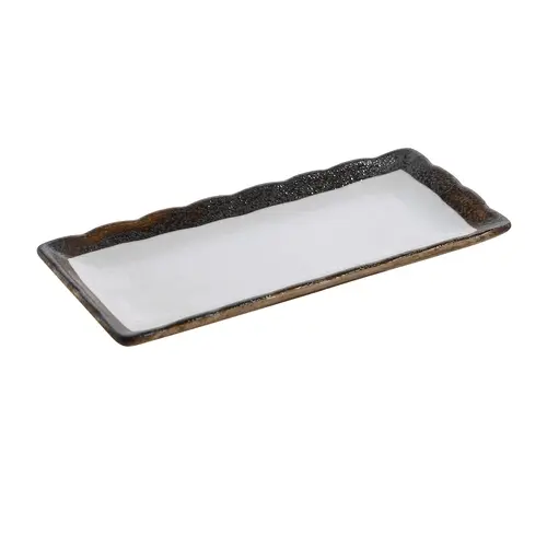 Yanco China RO-2110 Rockeye Porcelain 10" x 4.25" Sushi Plate - 2 Doz