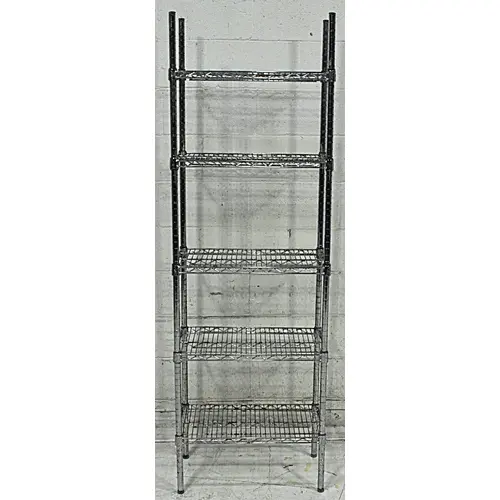 Used Chrome Plated 5 Shelf Wire Rack Storage Unit 24" x 14"