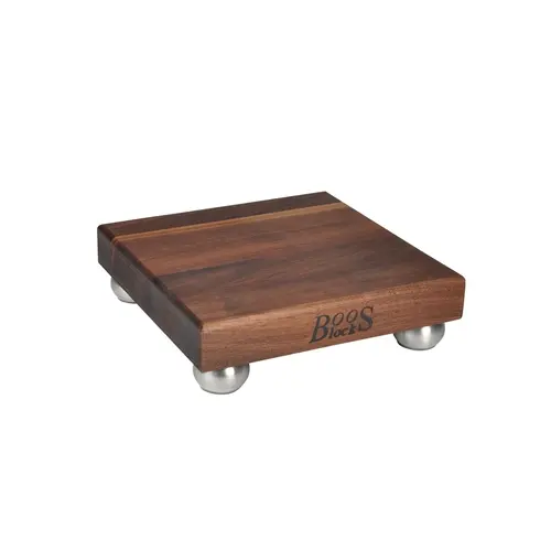 John Boos WAL-9SS 9" Square Blended Walnut Cutting Board 1.5" Thick S/s Legs