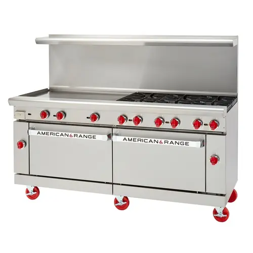 American Range AR-36G-4B 60" Restaurant Range w/ 4 Gas Burners, 36" Griddle, 2 Ovens
