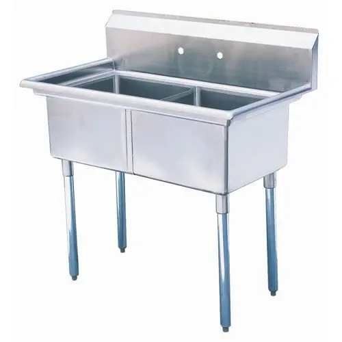 Green World by Turbo Air TSB-2-N (2) 24"x24"x14" Compartment Sink w/ No Drainboard 