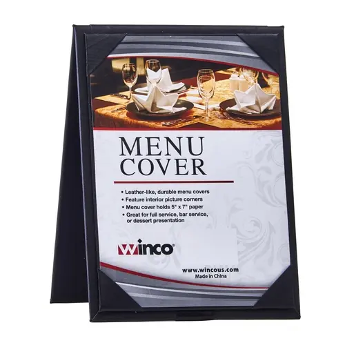 Winco LMTD-57BK 5"x7" Double Sided Black Table Tent Menu Sign