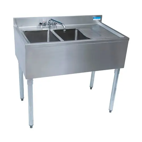 BK Resources UB4-18-236RS 36" Slimline 2 Compartment Stainless Steel Underbar Sink