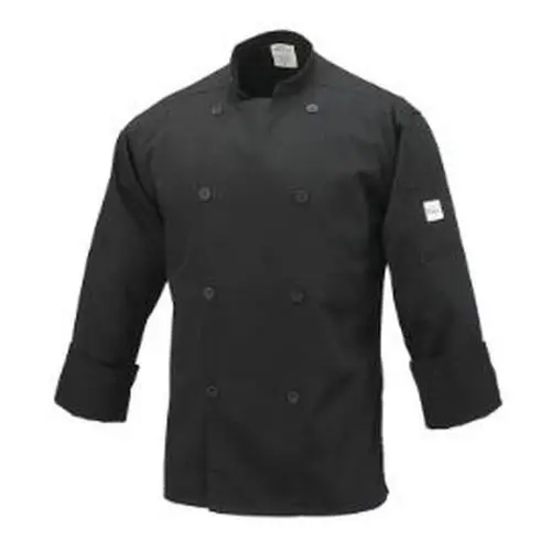 Mercer Culinary M61010BKM Genisis Unisex Black Long Sleeve Chef Jacket - M