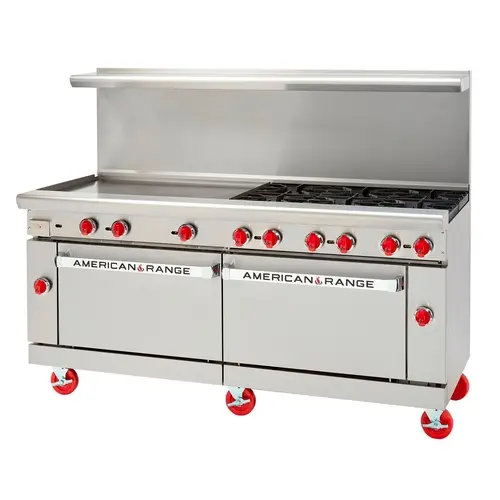 American Range AR-48G-2B 60" Commercial (2) Burner Gas Range w/ 48" Manual Griddle