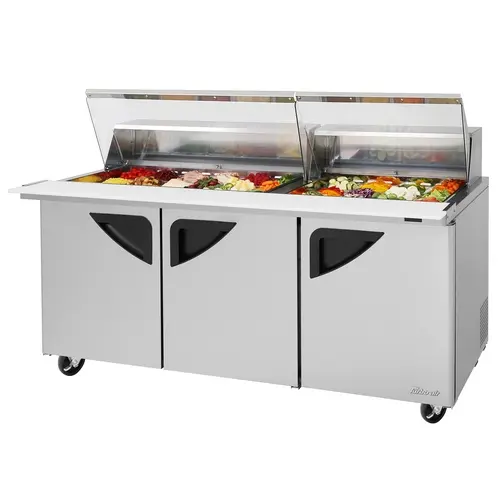 Turbo Air TST-72SD-30-N-CL 72" 30 Pan Mega Top Sandwich Salad Prep Table With Clear Lid