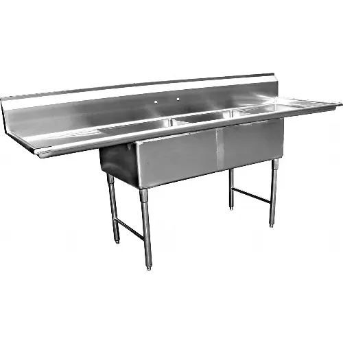 GSW USA SH20242D 2 Compartment Sink 24x20x14 Bowls w/ Two 20" Drainboards