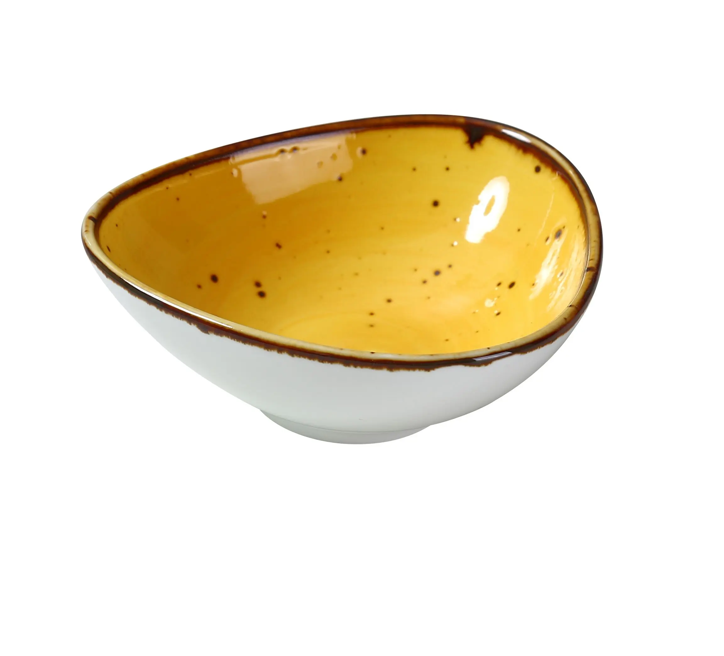 Yanco China LY-404YL Lyon Yellow Glazed Porcelain 5 oz. Triangular ...
