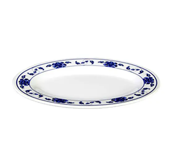 Thunder Group 2012TB 12"x8-5/8" Lotus Pattern Melamine Oval Platter - 1 Doz