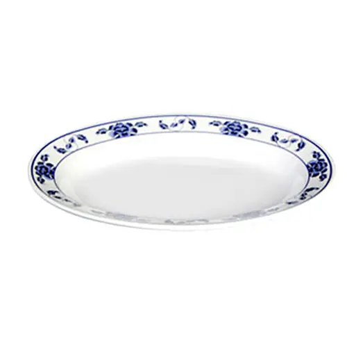 Thunder Group 2109TB 9" x 6-3/4" Lotus Pattern Melamine Oval Platter - 1 Doz