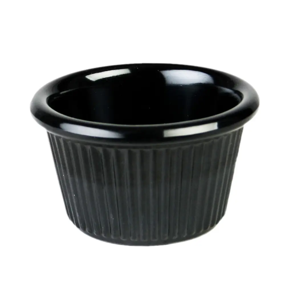 Thunder Group ML507BL1 1-1/2 oz Black Fluted Melamine Ramekin - 1 Doz