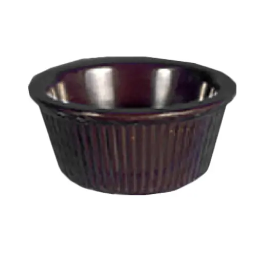 Thunder Group ML531C1 3 oz Chocolate Fluted Melamine Ramekin - 1 Doz