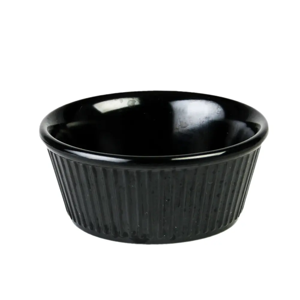 Thunder Group ML533BL1 3-1/2 oz Black Fluted Melamine Ramekin - 1 Doz