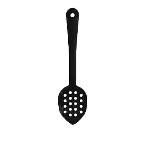 Thunder Group 13" Polycarbonate Perforated Serving Spoon - Black - 1 Doz