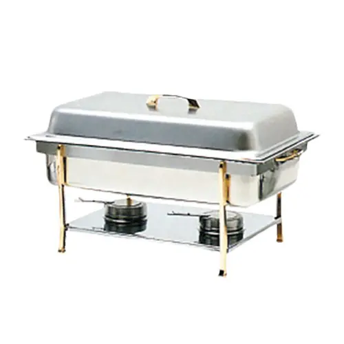 Thunder Group SLRCF0840 8 Qt Full Size Stainless Steel Chafer w/ Brass Trim - Picture 1 of 1