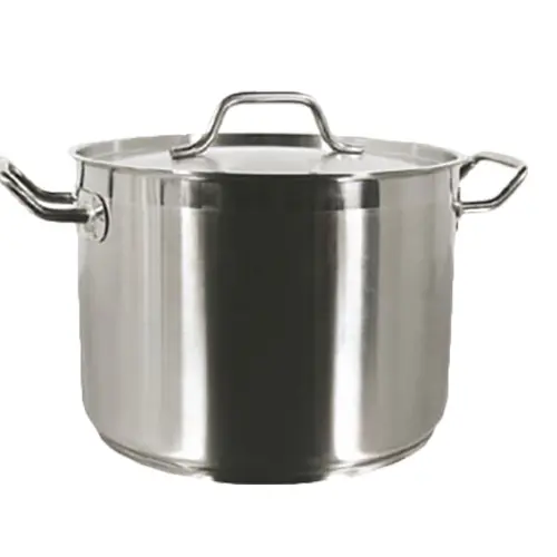 20 qt, 12-3/8 Diameter Stock Pot with Lid, Stainless Steel, Encapsulated  Base, Dishwasher Safe