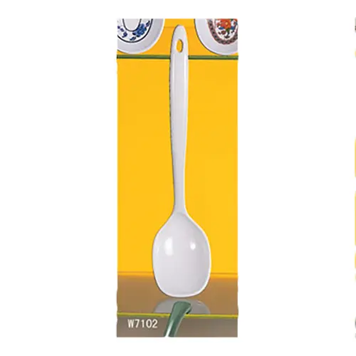 Thunder Group W7102 12" White Melamine Solid Serving Spoon - 1 Doz