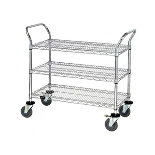 Quantum Food Service 42x24x37-1/2 Gray Epoxy 3 Wire Shelf Utility Cart - Picture 1 of 1