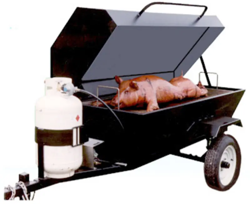 Big John Grills E Z WAY 115 Towable 10 Sq.Ft Slow Pig Roaster Rib Smoker LP Gas