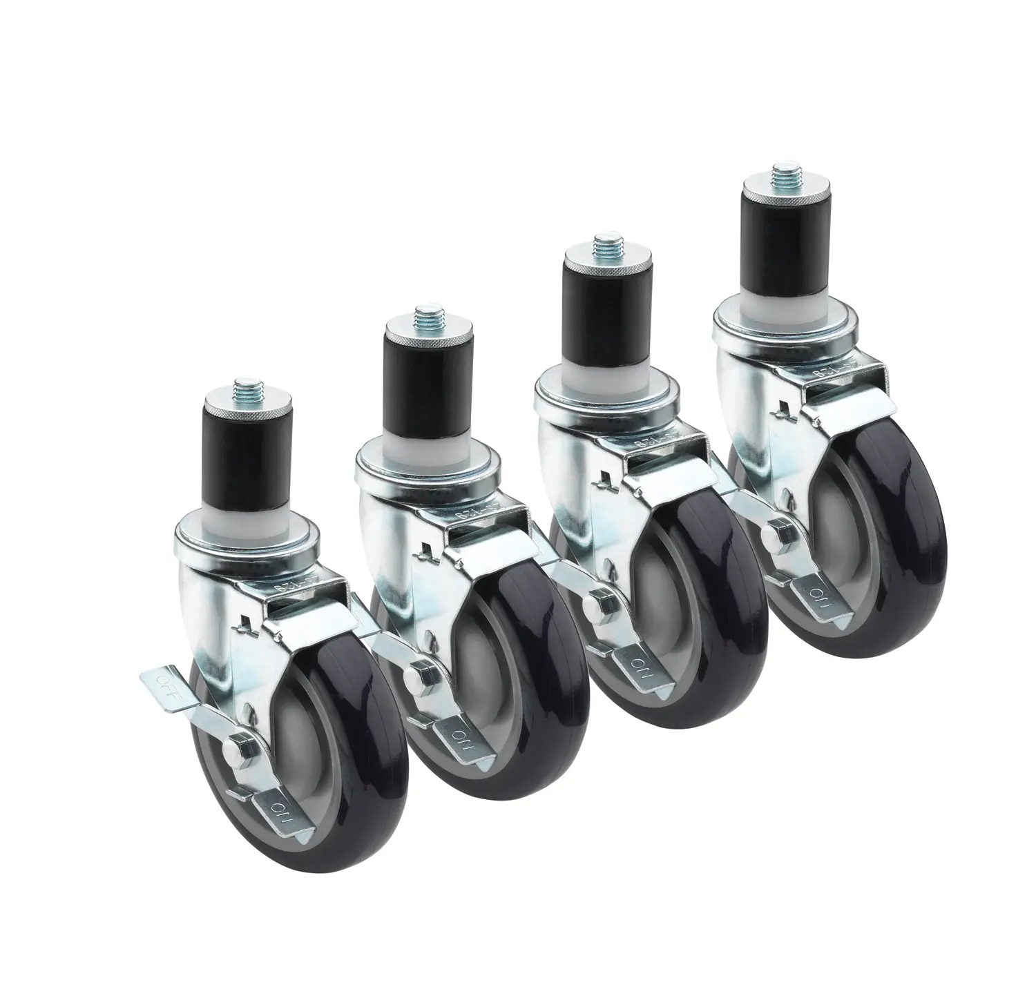 Krowne 28-125S 1-5/8" Stelo Ruota 3" con Freno Set di 4 - Foto 1 di 1