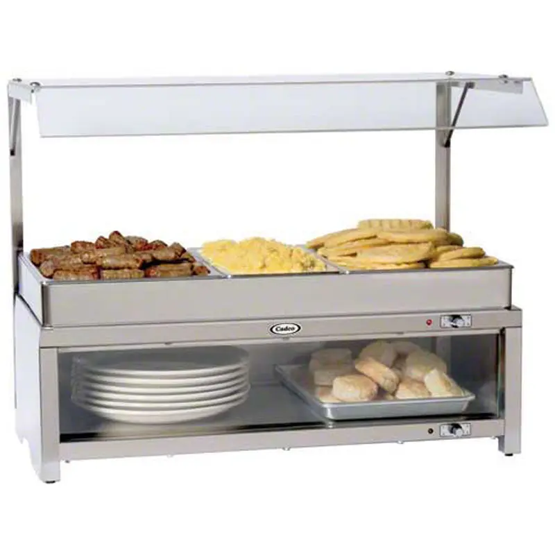 Cadco CMLB-CSG Pan Warming Cabinet / Buffet Server w/ Sneeze Guard