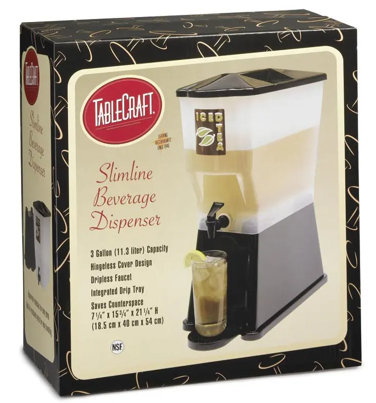 3 Gallon Black Slim Beverage / Juice Dispenser - Komplete Event Rentals