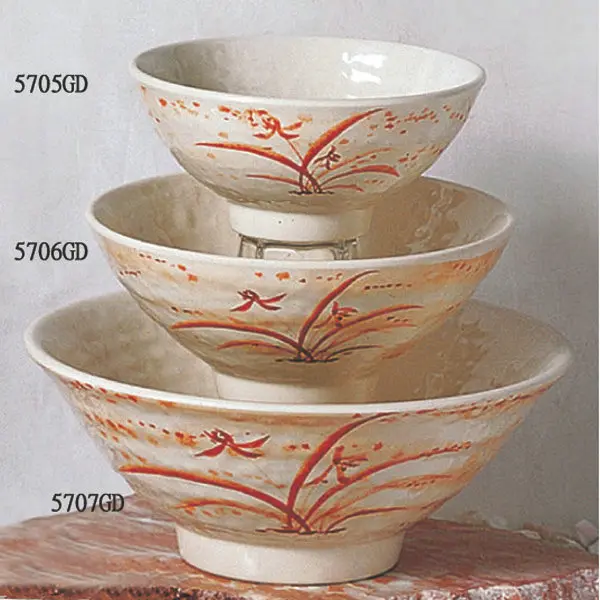 Tazón de sopa de melamina Thunder Group 5706 16 oz 6" diseño de orquídea dorada conjunto de docenas - Imagen 1 de 1