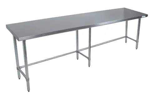 BK Resources SVTOB-9630 96"x 30" Work Table 18G Stainless Steel Top w/ Open base