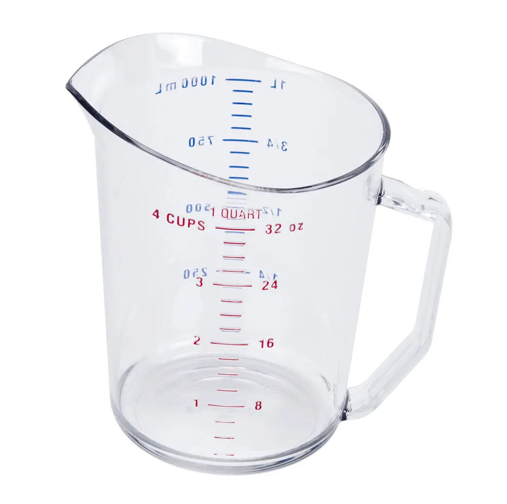 Choice 1 Qt. (4 Cups) Clear Plastic Measuring Cup with Graduations