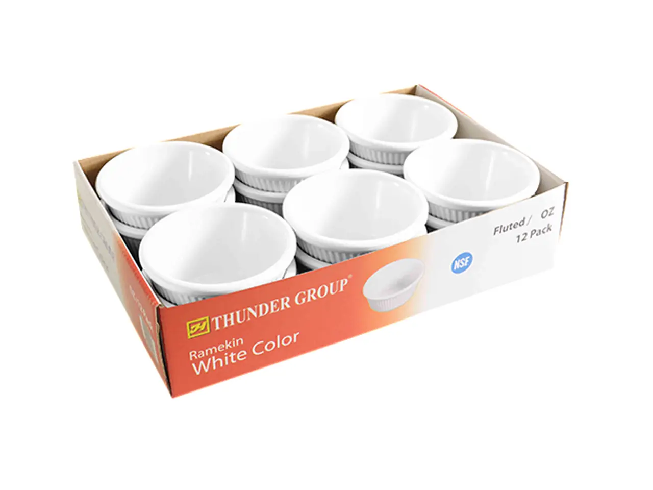 Thunder Group ML509W1R 2 oz Fluted White Color Melamine Ramekins - 1 Dozen