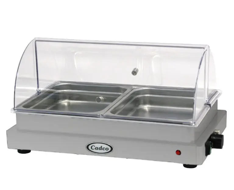 Cadco WTBS-2N-HD Heavy Duty Countertop Double Buffet Server w/ Rolltop Lid