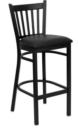 Falcon Food Service BS-13 Vertical Bar Black Metal Frame Back Barstool