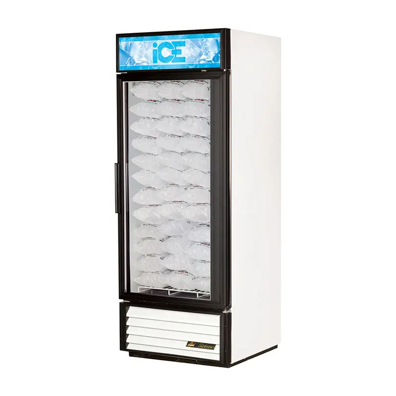 True 26cf Ice Bag Display Merchandiser Freezer Glass Door White